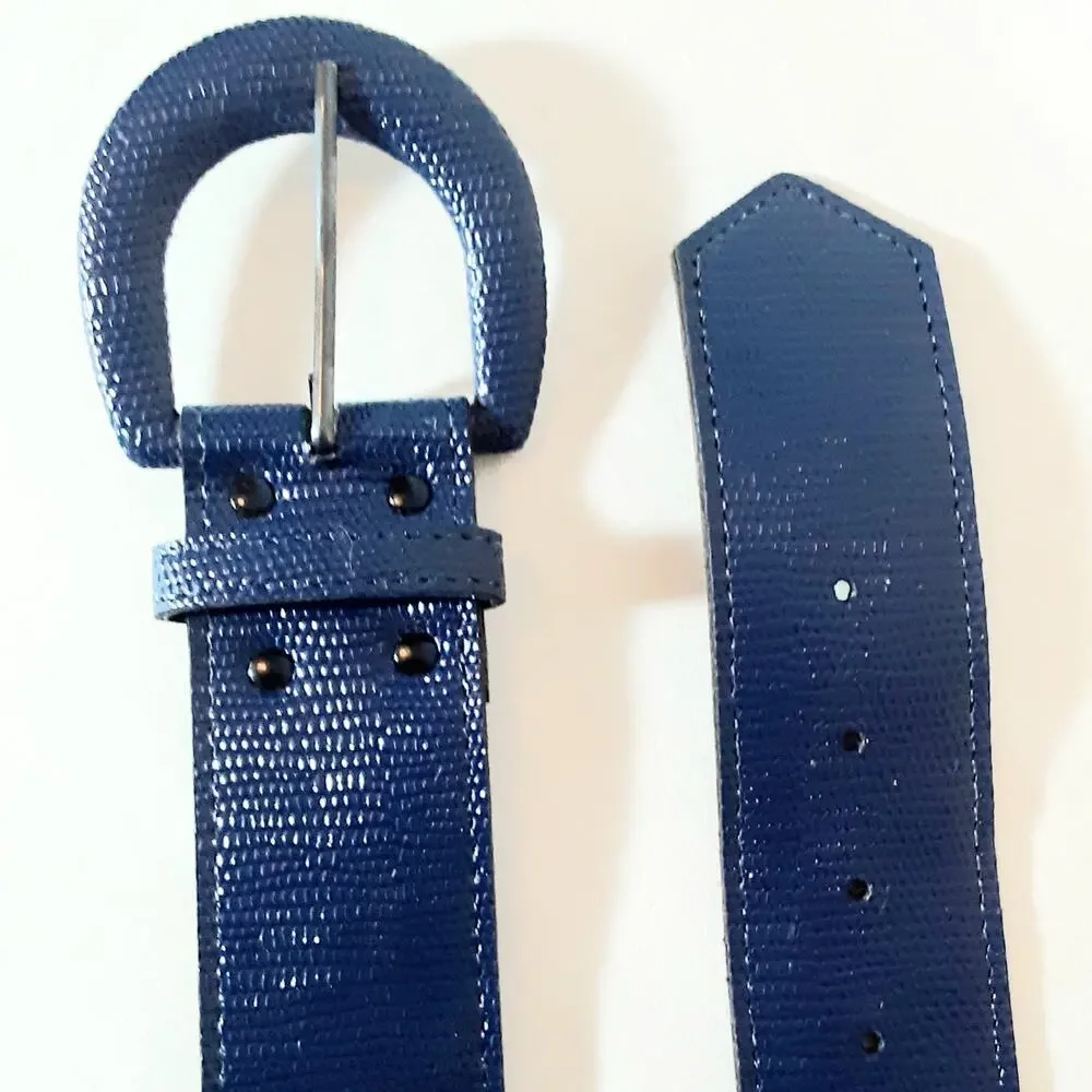 Astor Womens Lightweight Textured Navy Blue Belt Size Small Officewear